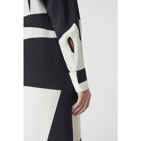 CLOSED Viscose and Silk Shirt Collar Faux Wrap Graphical Midi Size S NWT $655 - Picture 5 of 13